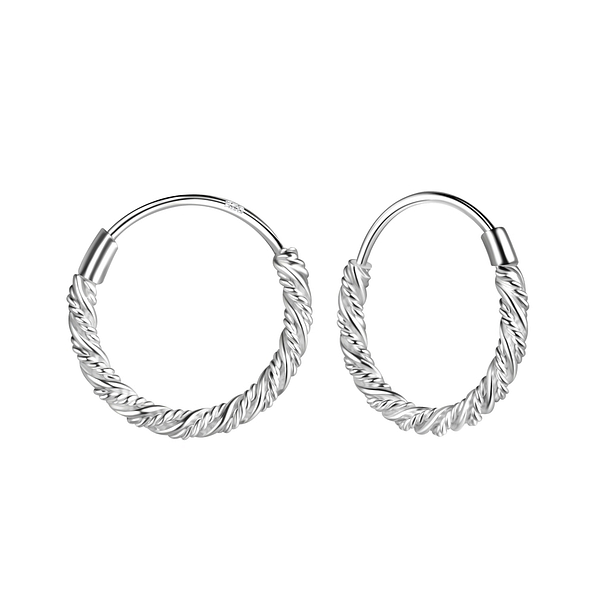 Wholesale 14mm Sterling Silver Twisted Ear Hoops - JD9182