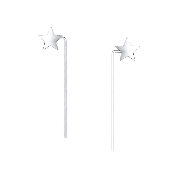 Wholesale Sterling Silver Star Thread Through Earrings - JD9494