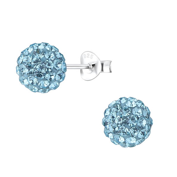 Wholesale 8mm Crystal Ball Sterling Silver Ear Studs - JD9438