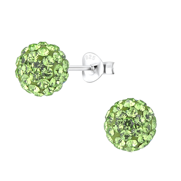 Wholesale 8mm Crystal Ball Sterling Silver Ear Studs - JD9437