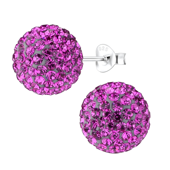 Wholesale 12mm Crystal Ball Sterling Silver Ear Studs - JD9441