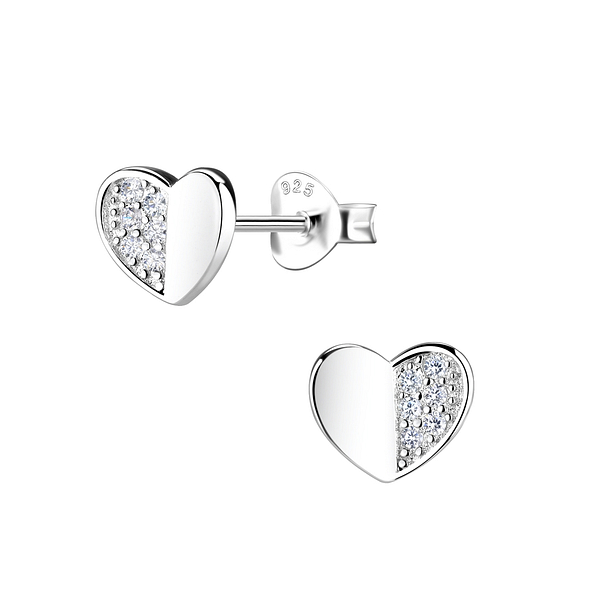 Wholesale Sterling Silver Heart Ear Studs - JD9551