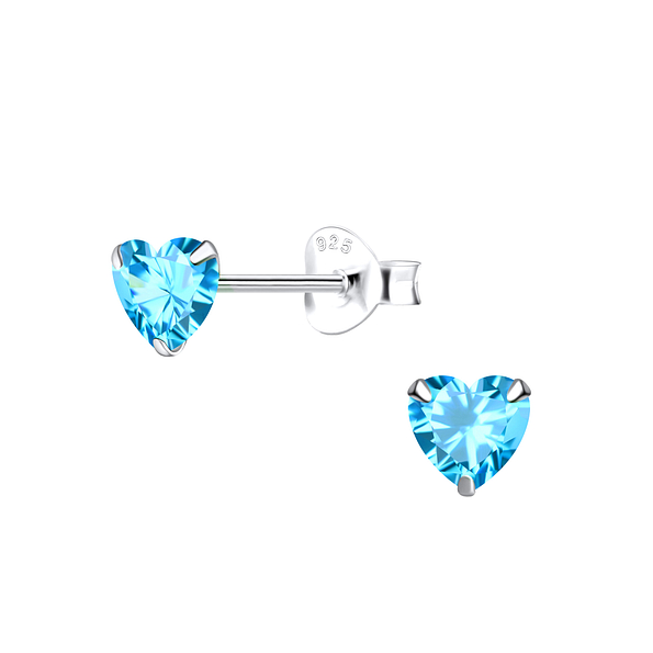 Wholesale 5mm Heart Cubic Zirconia Sterling Silver Ear Studs - JD9684