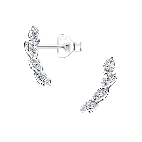 Wholesale Sterling Silver Leaf Ear Studs - JD9557