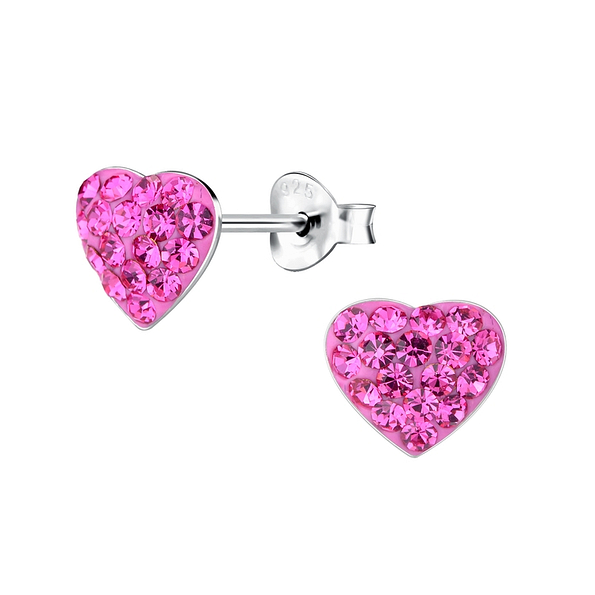 Wholesale Sterling Silver Heart Crystal Ear Studs - JD9876