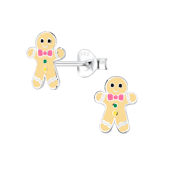 Wholesale Sterling Silver Gingerbread Ear Studs - JD9663