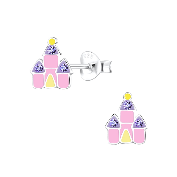 Wholesale Sterling Silver Castle Ear Studs - JD9761