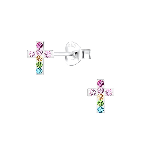 Wholesale Sterling Silver Cross Ear Studs - JD9986