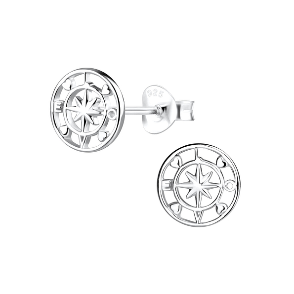 Wholesale Sterling Silver Compass Ear Studs - JD9769