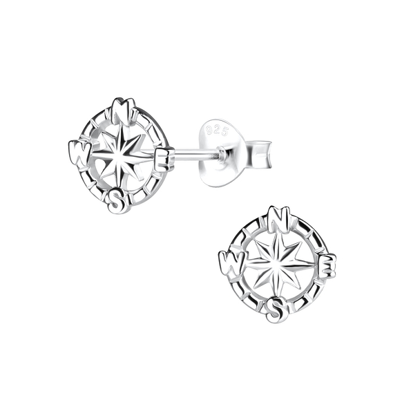 Wholesale Sterling Silver Compass Ear Studs - JD9770