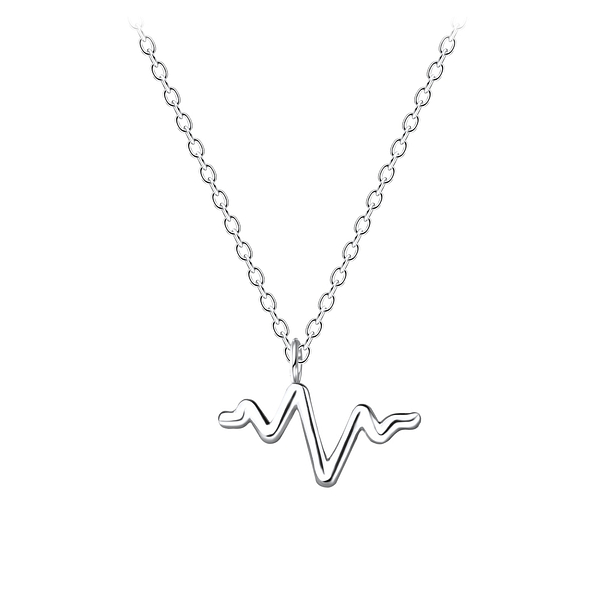 Wholesale Sterling Silver Heartbeat Necklace - JD9784