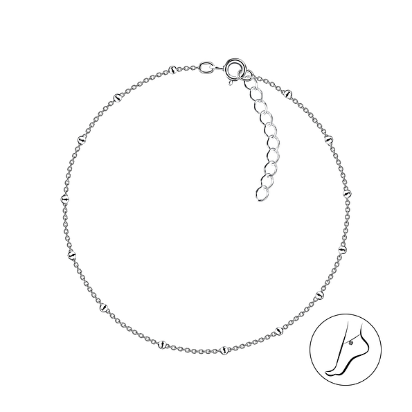 Wholesale 25cm Sterling Silver Satellite Anklet With Extension - JD10069