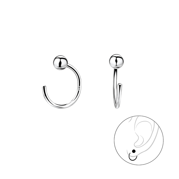 Wholesale 3mm Sterling Silver Ball Ear Huggers - JD10138