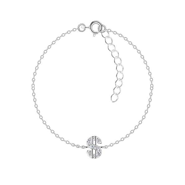 Wholesale Sterling Silver Dollar Sign Bracelet - JD10141