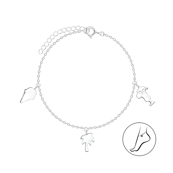 Wholesale Sterling Silver Tropical Anklet - JD8107