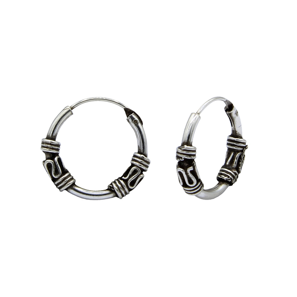 Wholesale 12mm Sterling Silver Bali Hoops - JD1484