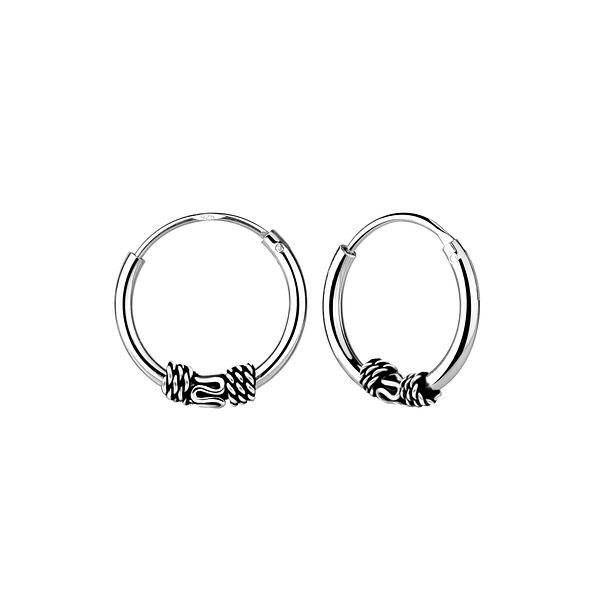 Wholesale 12mm Sterling Silver Bali Hoops - JD1496