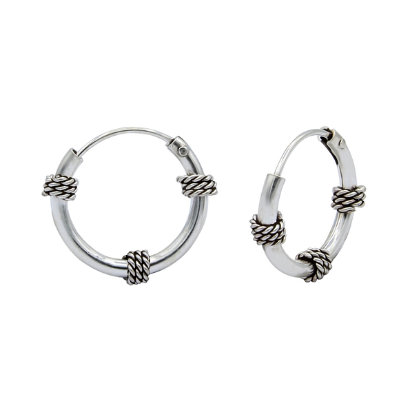 Wholesale 14mm Sterling Silver Bali Hoops - JD1500