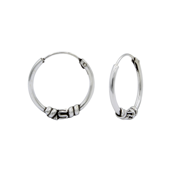 Wholesale 14mm Sterling Silver Bali Hoops - JD1505