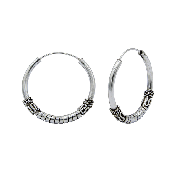 Wholesale 25mm Sterling Silver Bali Hoops - JD1513