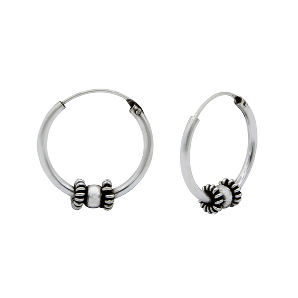 Wholesale 14mm Sterling Silver Bali Hoops - JD1516