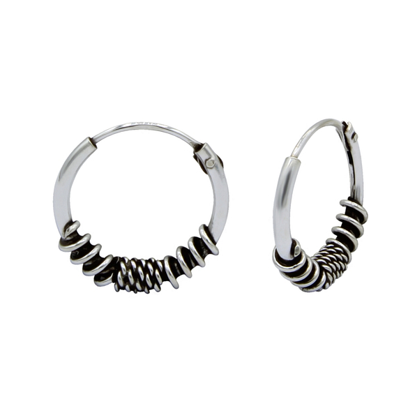 Wholesale 12mm Sterling Silver Bali Hoops - JD1519