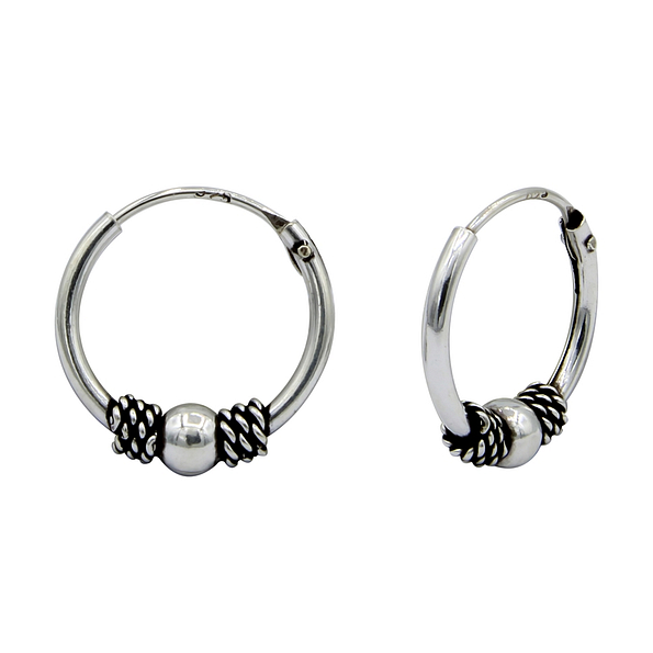 Wholesale 12mm Sterling Silver Bali Hoops - JD1527