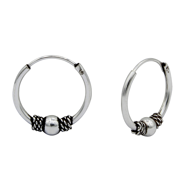 Wholesale 14mm Sterling Silver Bali Hoops - JD1528