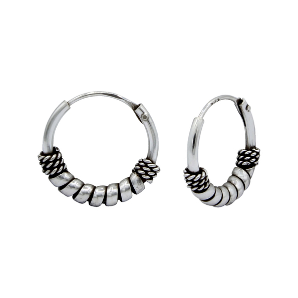 Wholesale 12mm Sterling Silver Bali Hoops - JD1533