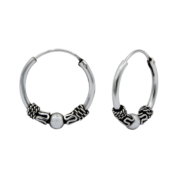 Wholesale 14mm Sterling Silver Bali Hoops - JD1534