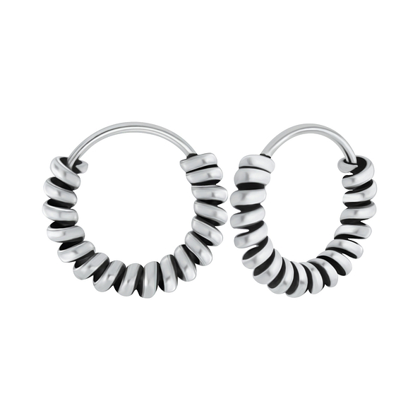 Wholesale 12mm Sterling Silver Bali Hoops - JD7590