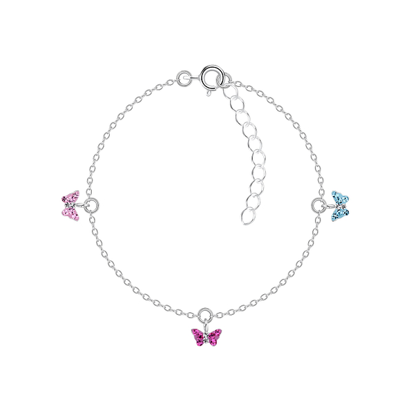 Wholesale Sterling Silver Butterfly Crystal Bracelet - JD9962