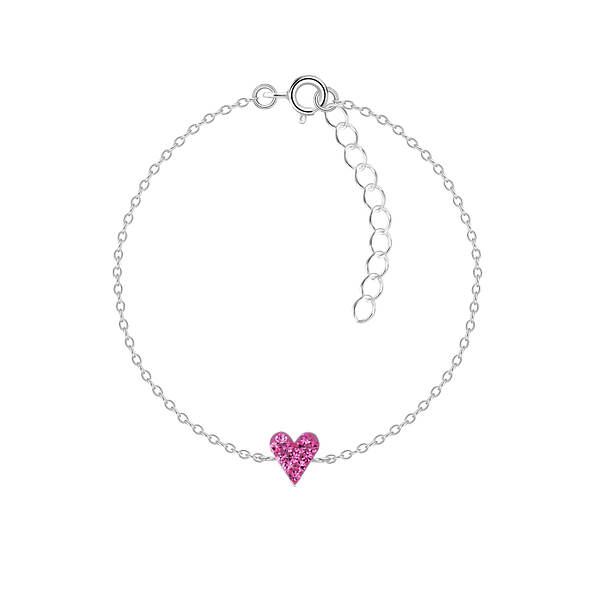 Wholesale Sterling Silver Heart Crystal Bracelet - JD7504