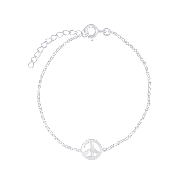 Wholesale Sterling Silver Peace Symbol Bracelet - JD7363