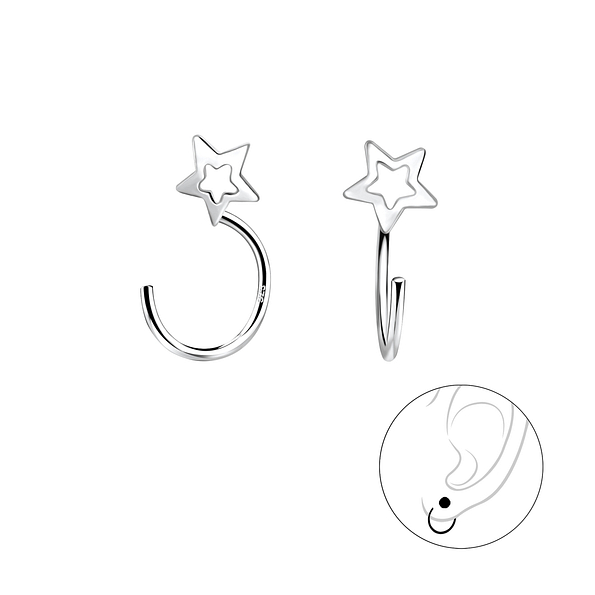 Wholesale Sterling Silver Star Ear Huggers - JD7848
