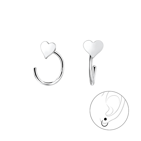 Wholesale Sterling Silver Heart Ear Huggers - JD7850