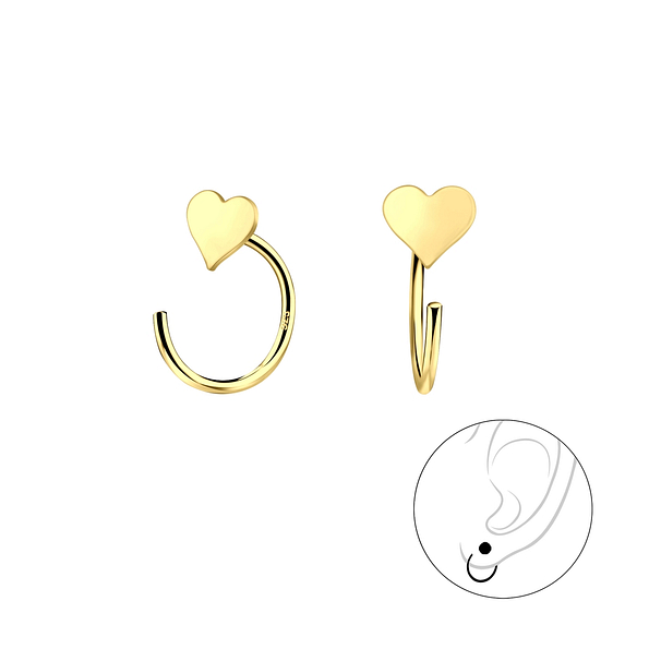 Wholesale Sterling Silver Heart Ear Huggers - JD7851