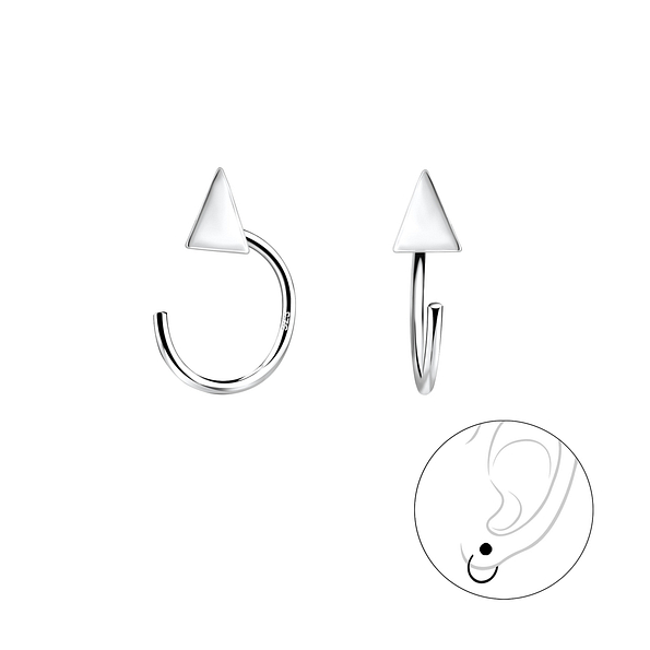 Wholesale Sterling Silver Triangle Ear Huggers - JD7854