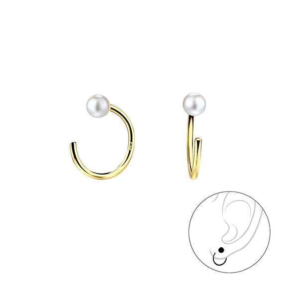 Wholesale 3mm Pearl Sterling Silver Ear Huggers - JD7888