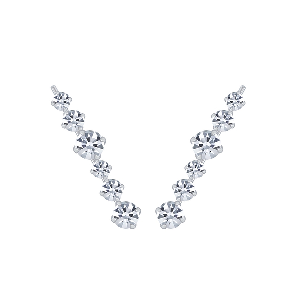 Wholesale Sterling Silver Line Crystal Ear Climbers - JD2856