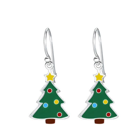 Wholesale Sterling Silver Christmas Tree Earrings - JD1753