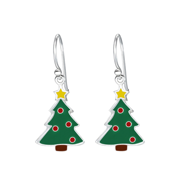 Wholesale Sterling Silver Christmas Tree Earrings - JD1754