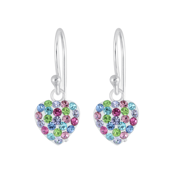 Wholesale Sterling Silver Crystal Heart Earrings - JD5529