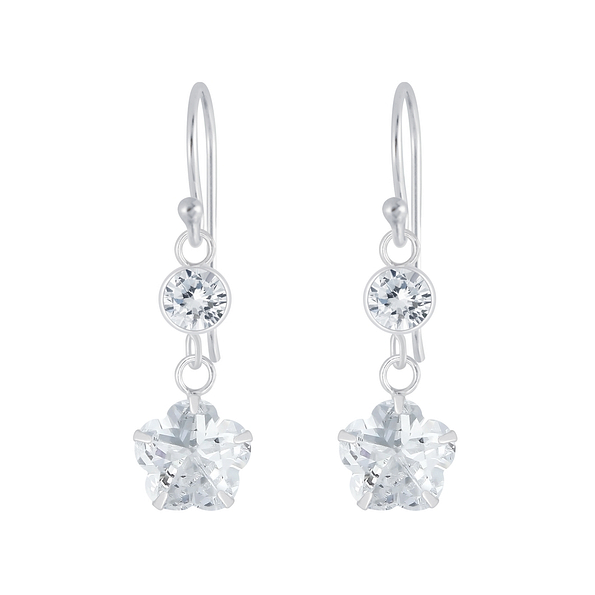 Wholesale Sterling Silver Flower Cubic Zirconia Earrings - JD5389