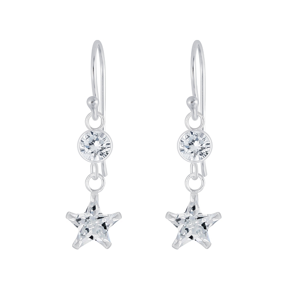 Wholesale Sterling Silver Star Cubic Zirconia Earrings - JD5393