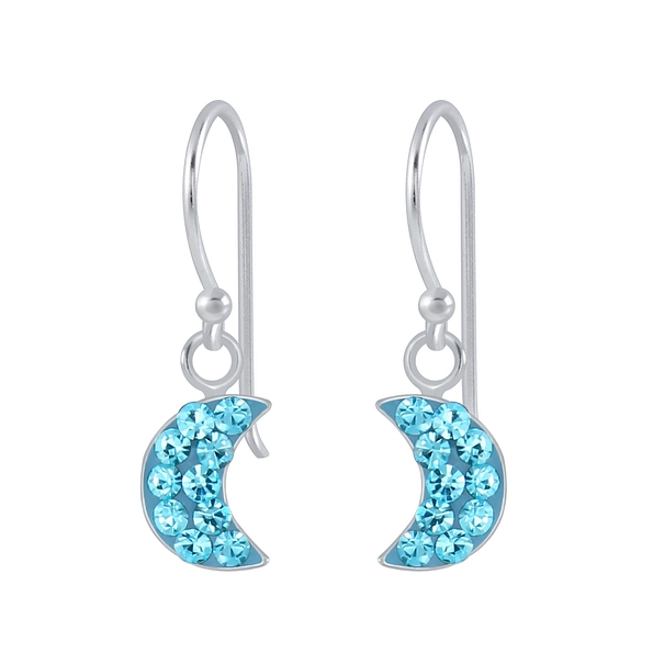 Wholesale Sterling Silver Half Moon Crystal Earrings - JD2822