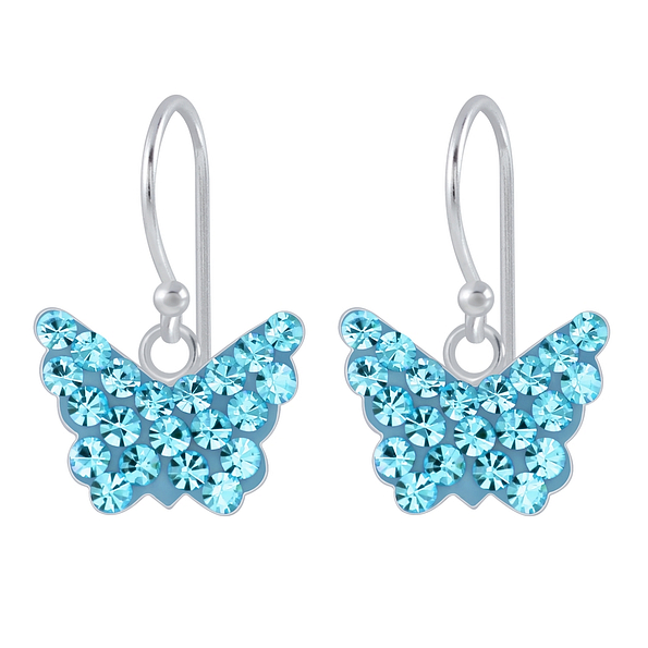 Wholesale Sterling Silver Butterfly Crystal Earrings - JD2872