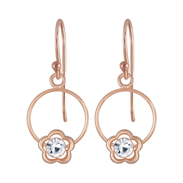 Wholesale Sterling Silver Flower Wire Crystal Earrings - JD4029