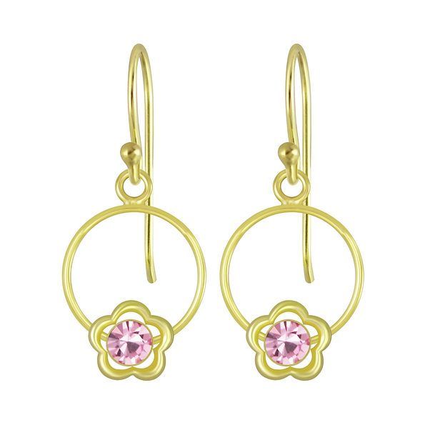 Wholesale Sterling Silver Flower Wire Crystal Earrings - JD4030