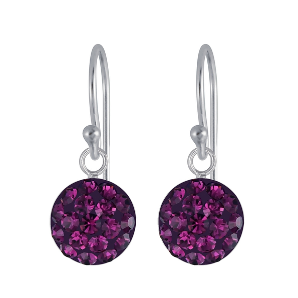 Wholesale Sterling Silver Round Crystal Earrings - JD3129